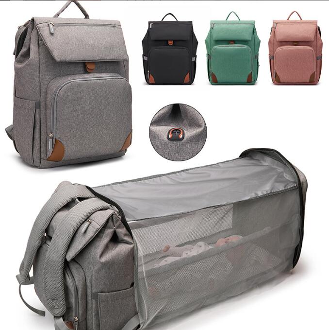 Mosquito Net Diaper Backpack With Portable Baby Bed