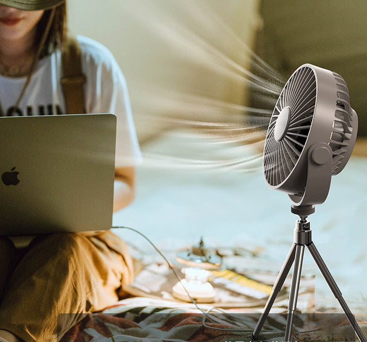 Camping Fan with Tripod Stand, LED Light & Remote Timer