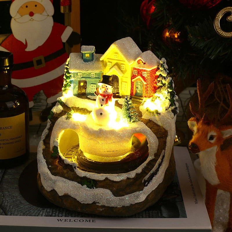 Christmas Village Decoration with Moving Train Lights