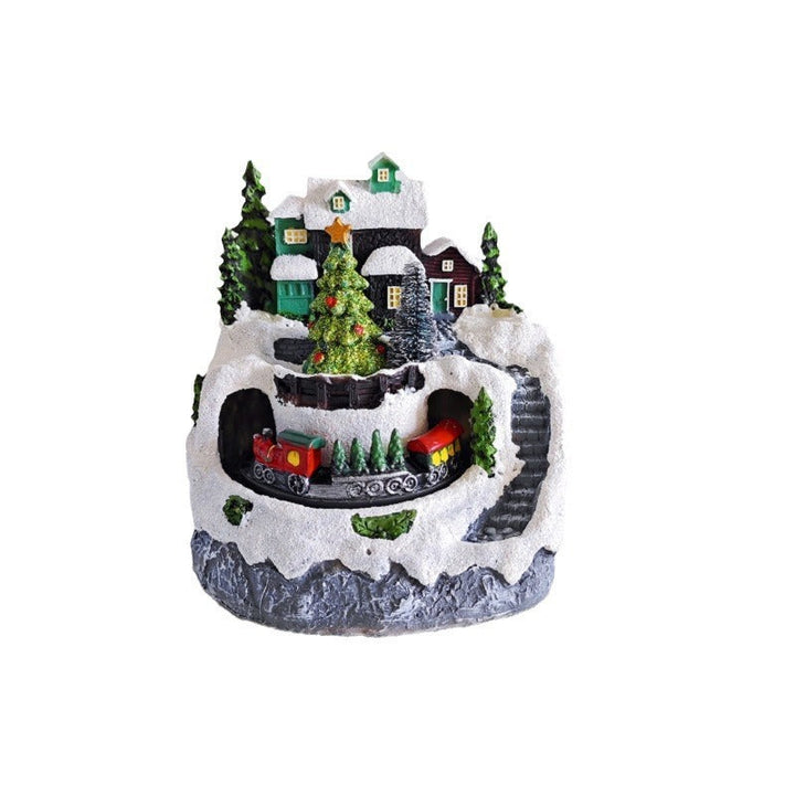 Christmas Village Decoration with Moving Train Lights