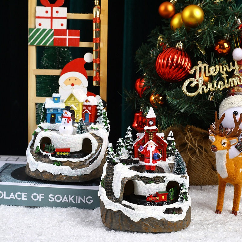 Christmas Village Decoration with Moving Train Lights