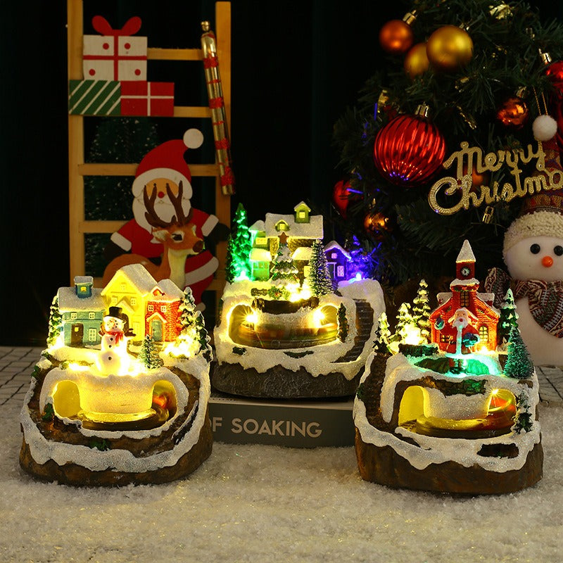 Christmas Village Decoration with Moving Train Lights