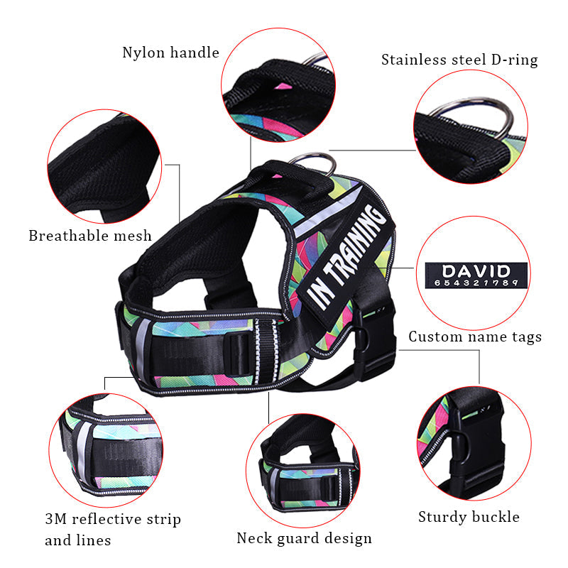 Reflective Dog Harness With Custom ID Patch for Walks