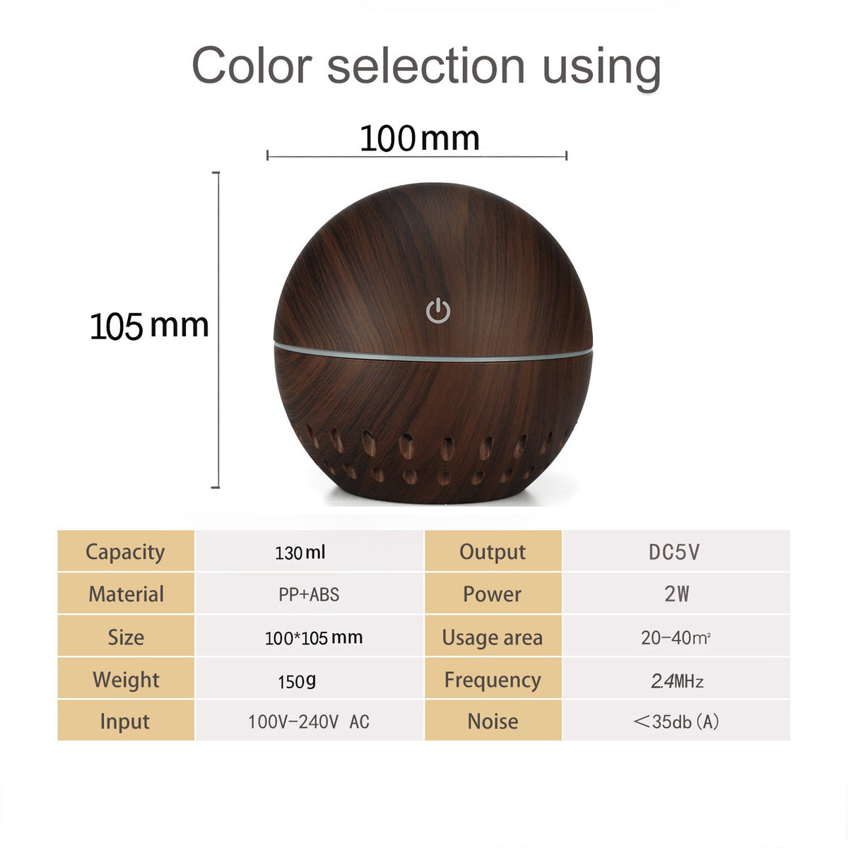 Wood-Grain Desktop Humidifier with Aroma Mist & LED