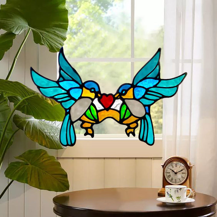 Double-Sided Bird Window Ornament for Colorful Decor