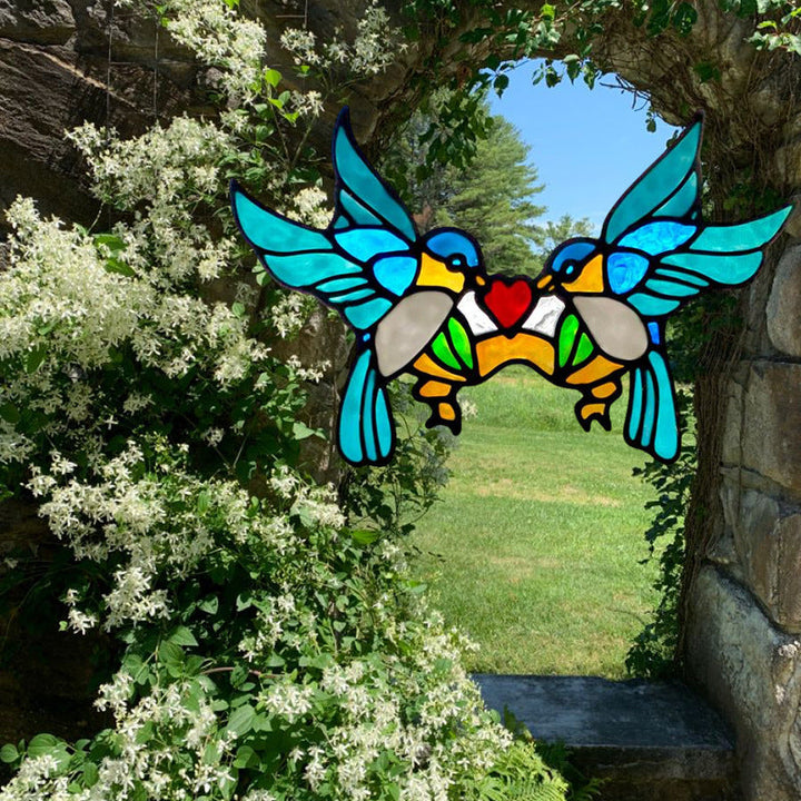 Double-Sided Bird Window Ornament for Colorful Decor