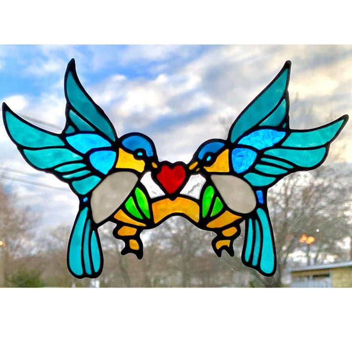 Double-Sided Bird Window Ornament for Colorful Decor