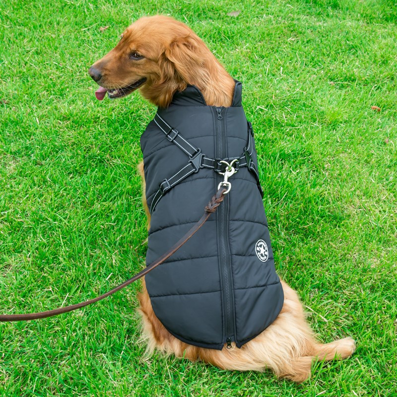 Reflective Dog Coat With Built-In Adjustable Harness