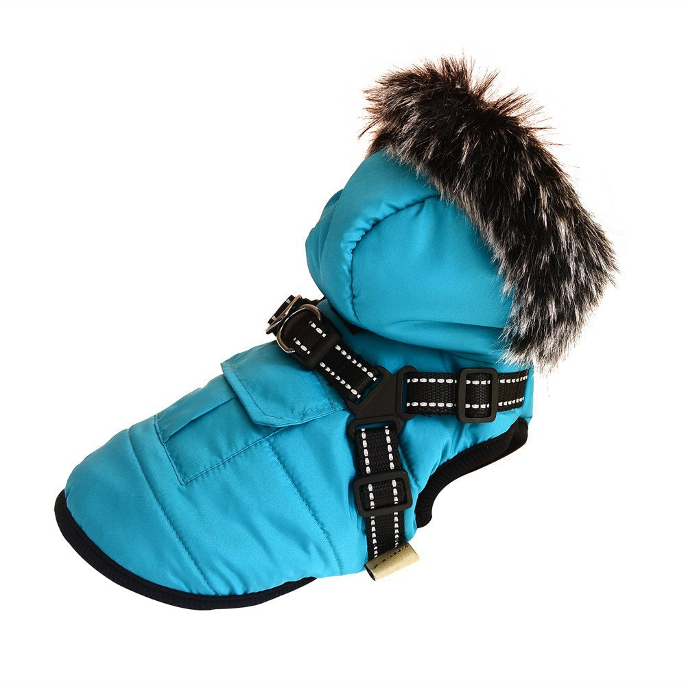 Reflective Winter Dog Coat With Warm Integrated Harness