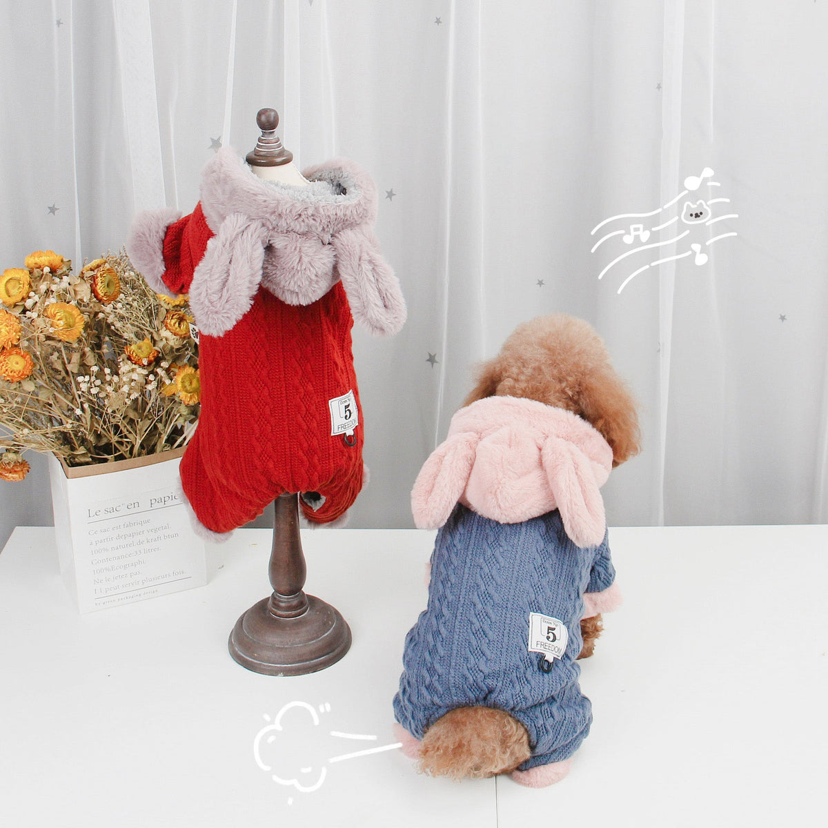 Dog Winter Clothes: Full-Body Rabbit-Ear Cozy Warmth