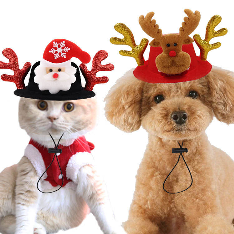 Dog Christmas Reindeer Hat for Holiday Pet Photos