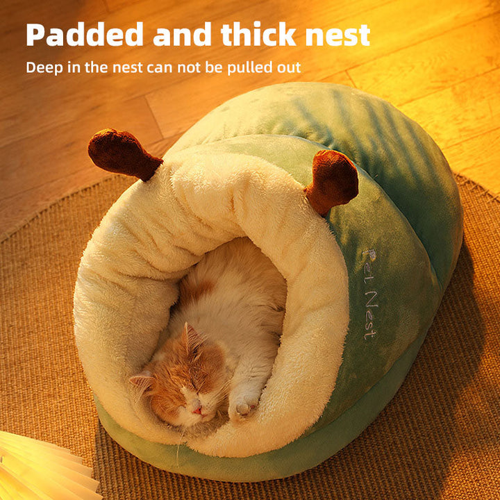 Pet Kennel Bed: Warm Deep Plush Nest for Small Dogs