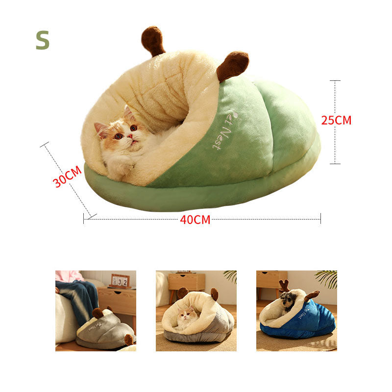 Pet Kennel Bed: Warm Deep Plush Nest for Small Dogs