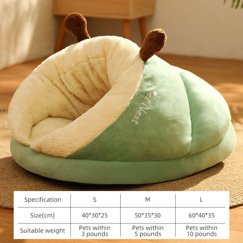 Pet Kennel Bed: Warm Deep Plush Nest for Small Dogs