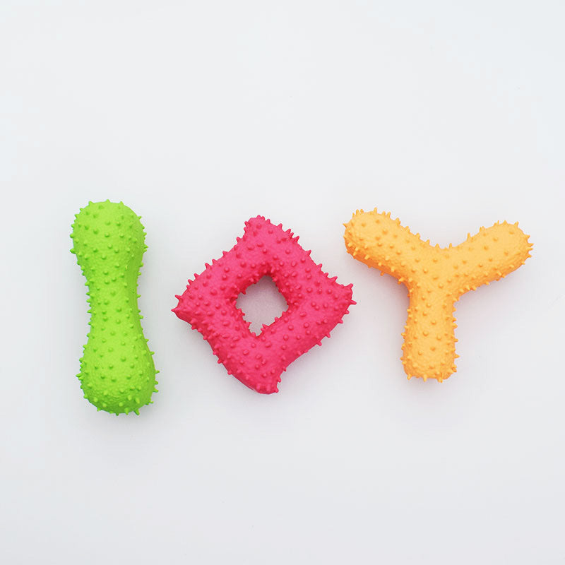 Spiked Latex Dog Toy Set for Chew, Fetch & Squeaky Play