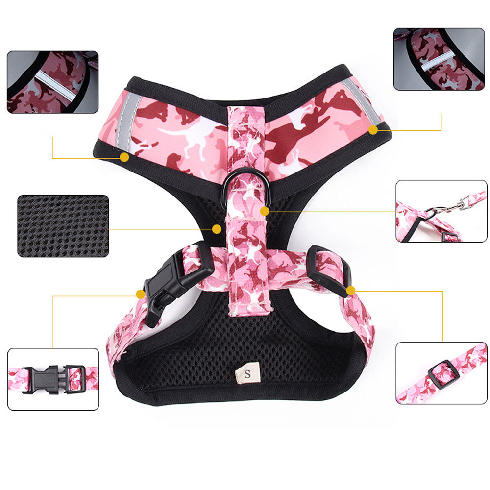 Dog Harness Leash Set With Reflective Night Visibility