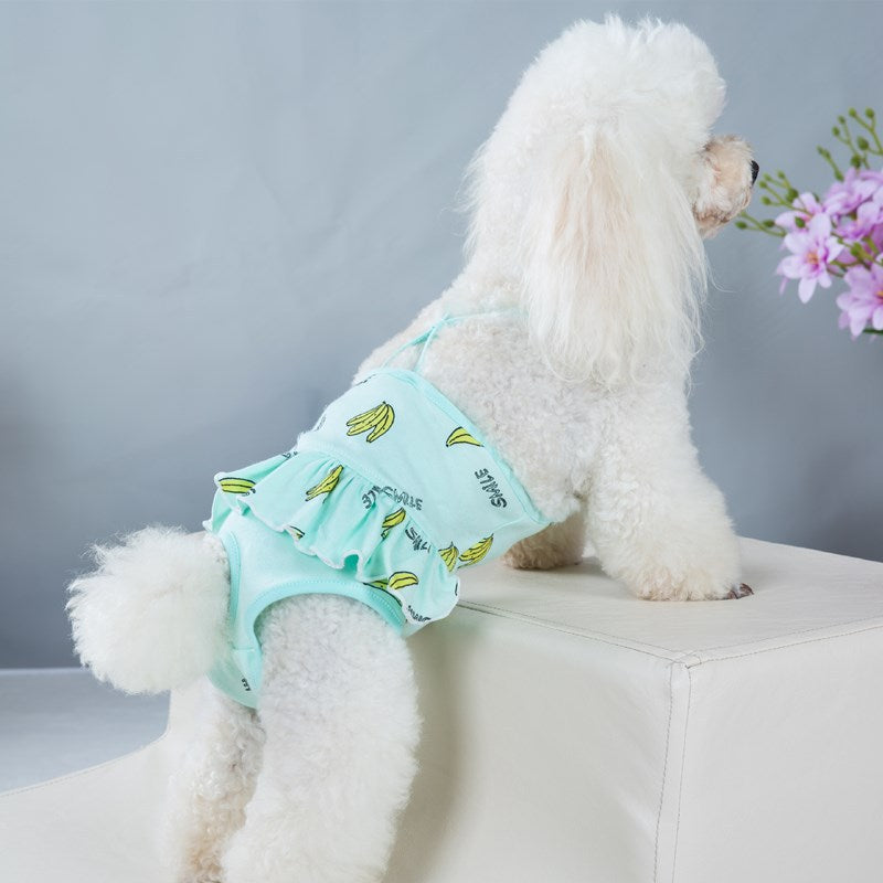 Small Dog Hygiene Pants With Banana Print, Comfy Coverage