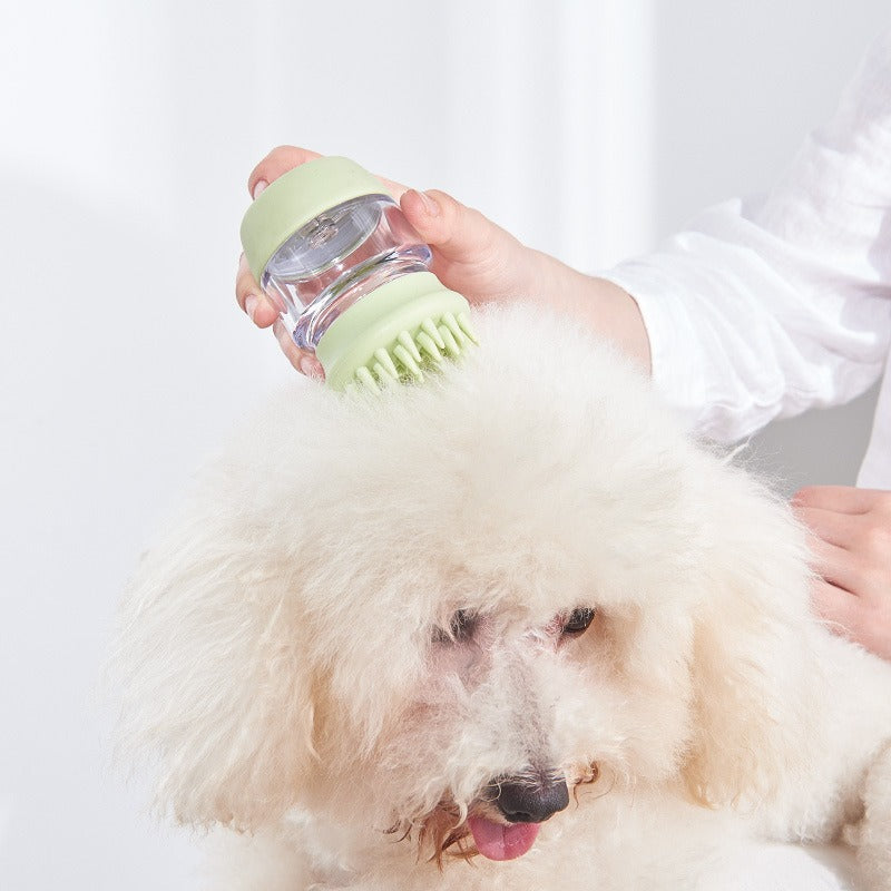 Pet Bath Brush With Shampoo Reservoir for Gentle Baths