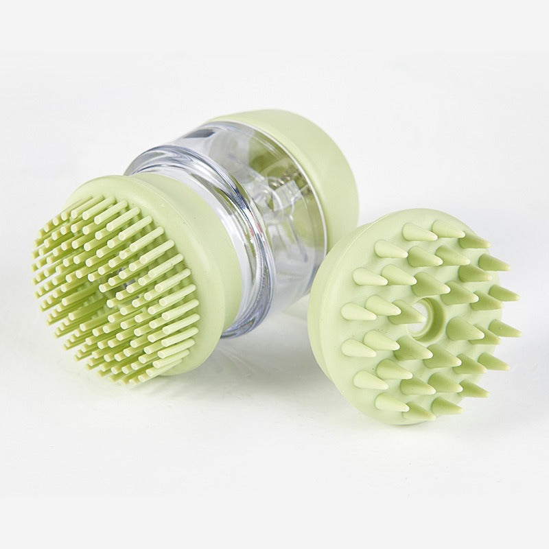 Pet Bath Brush With Shampoo Reservoir for Gentle Baths