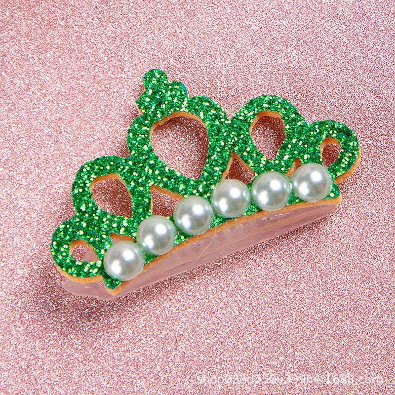 Cat Crown Clip – Glitter Pearl Pet Hair Accessory