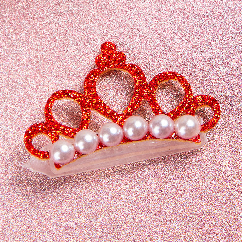 Cat Crown Clip – Glitter Pearl Pet Hair Accessory