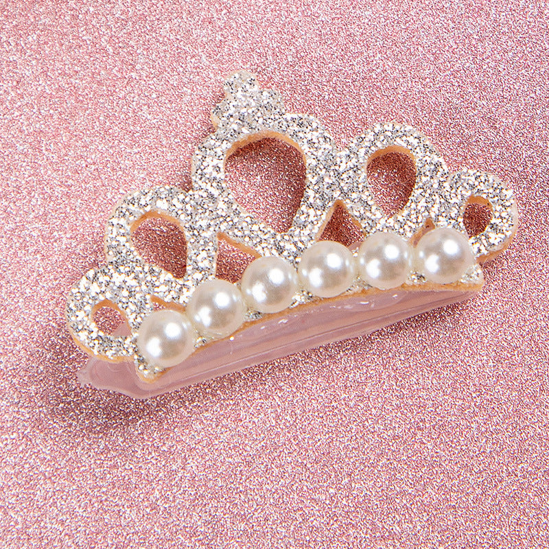 Cat Crown Clip – Glitter Pearl Pet Hair Accessory