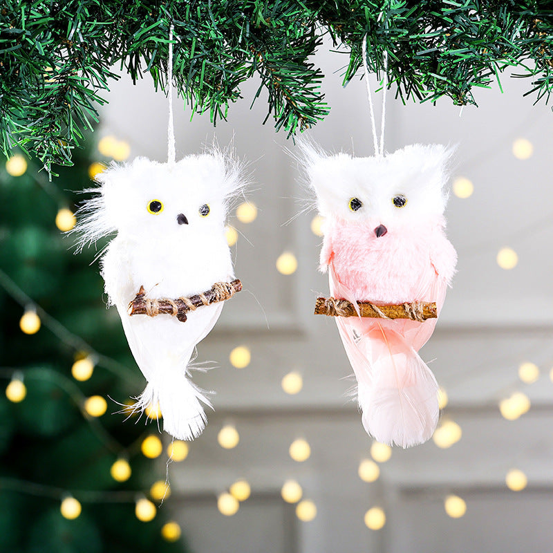 Pink Owl Christmas Tree Ornament With Festive Bell