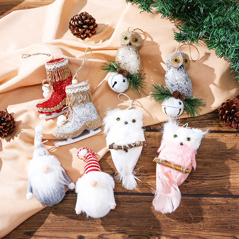 Pink Owl Christmas Tree Ornament With Festive Bell