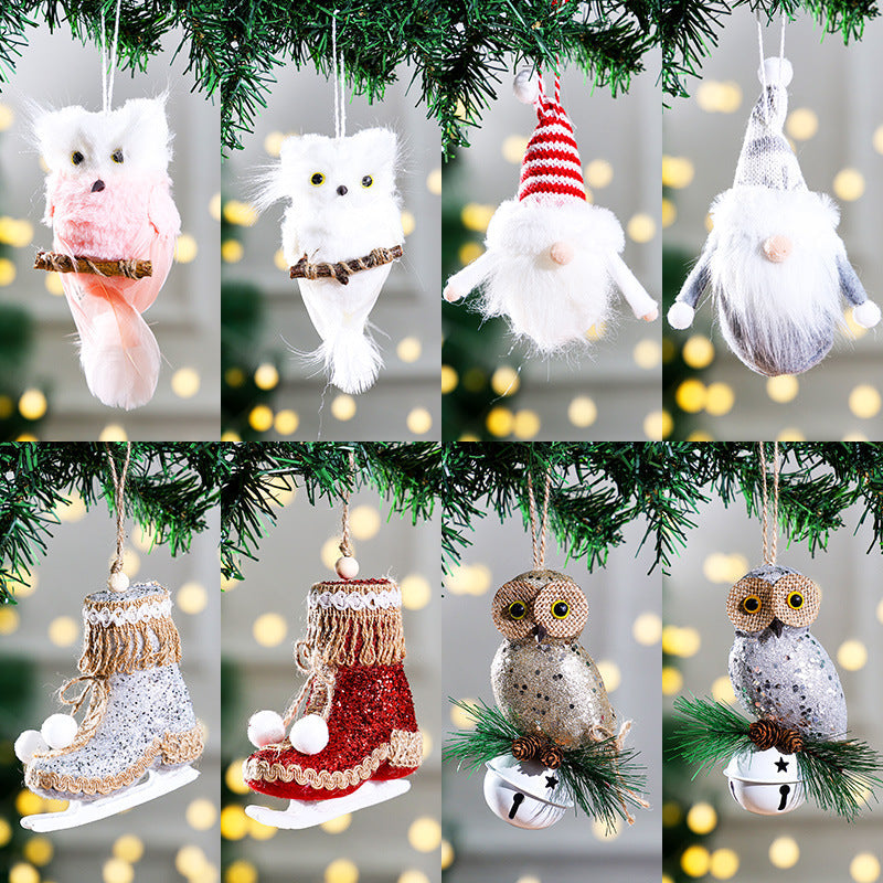 Pink Owl Christmas Tree Ornament With Festive Bell