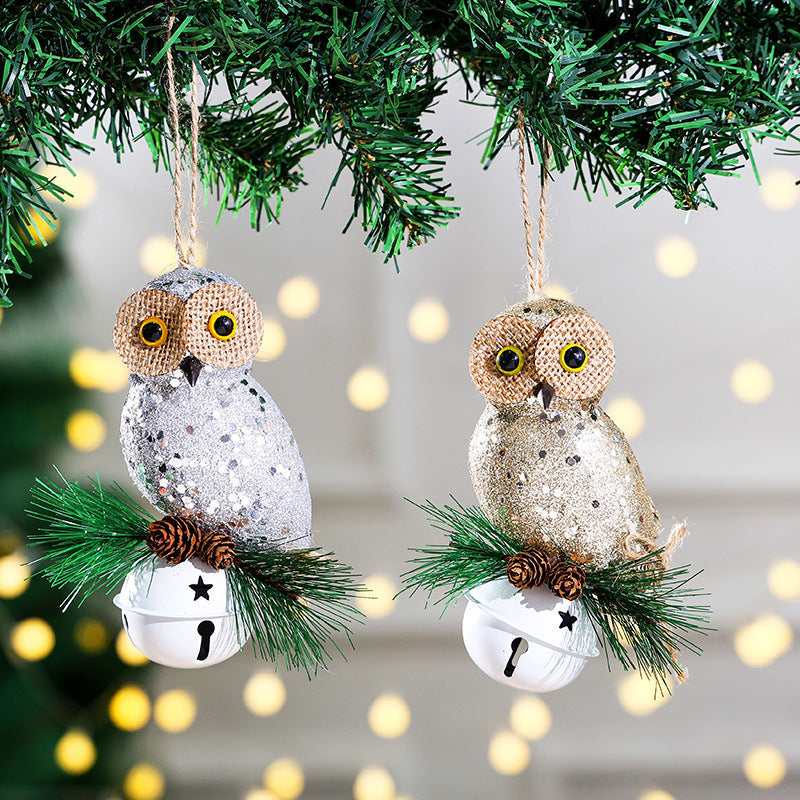 Pink Owl Christmas Tree Ornament With Festive Bell