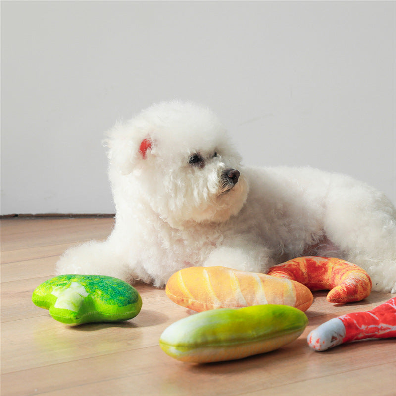 Food-Shaped Plush Dog Toys for Indoor Play & Fetch