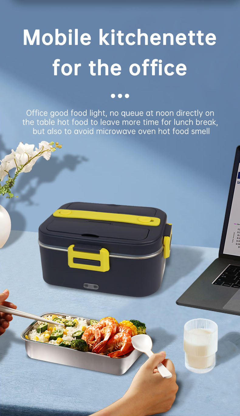 Electric Heated Lunch Box with 12V Car Plug, 1.8L