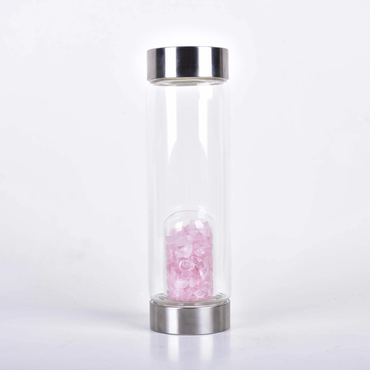 Rose Quartz Glass Water Bottle for Mindful Hydration