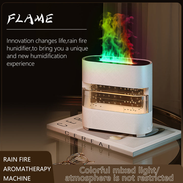 Rainbow Flame Humidifier with Rain Drip Mist for Desks