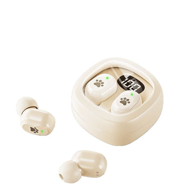 Cream Wireless Earbuds with Touch Control & ENC Calls