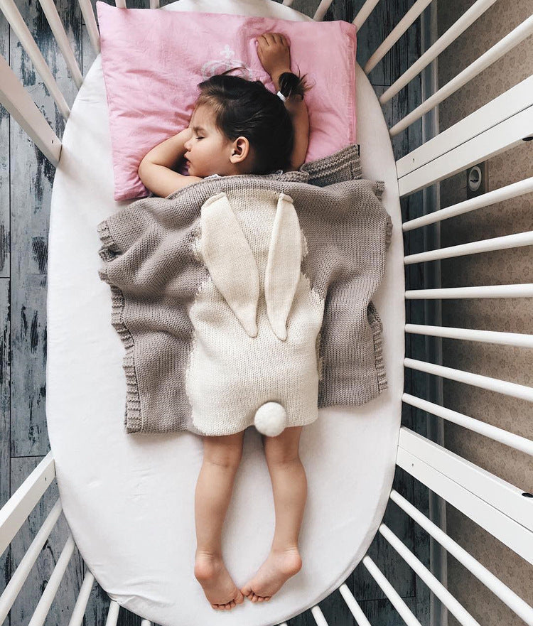 Rabbit Ears Knitted Blanket for Cozy Baby Cuddles