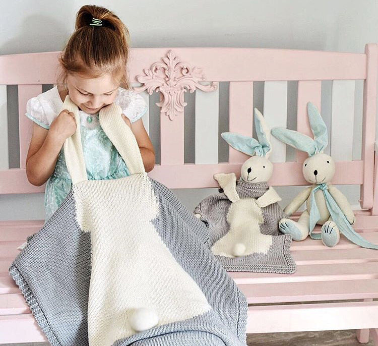 Rabbit Ears Knitted Blanket for Cozy Baby Cuddles