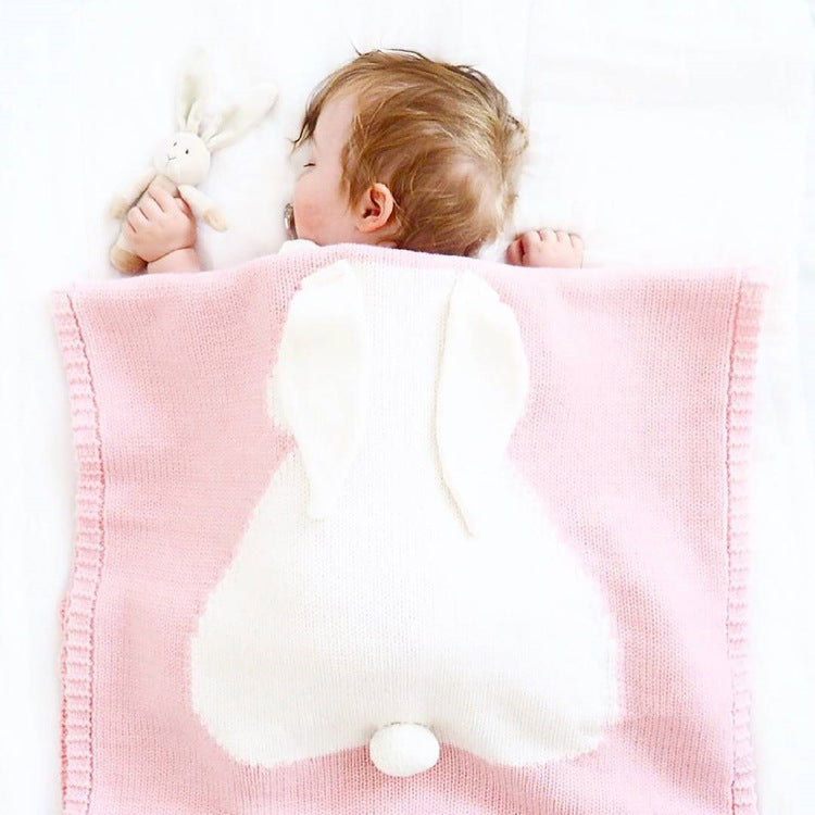 Rabbit Ears Knitted Blanket for Cozy Baby Cuddles