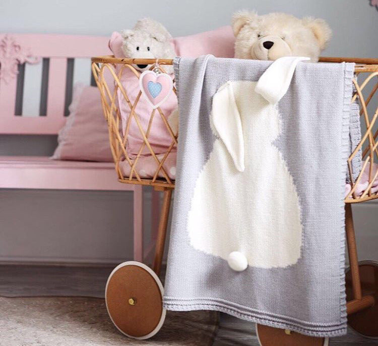 Rabbit Ears Knitted Blanket for Cozy Baby Cuddles