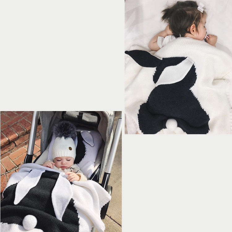 Rabbit Ears Knitted Blanket for Cozy Baby Cuddles