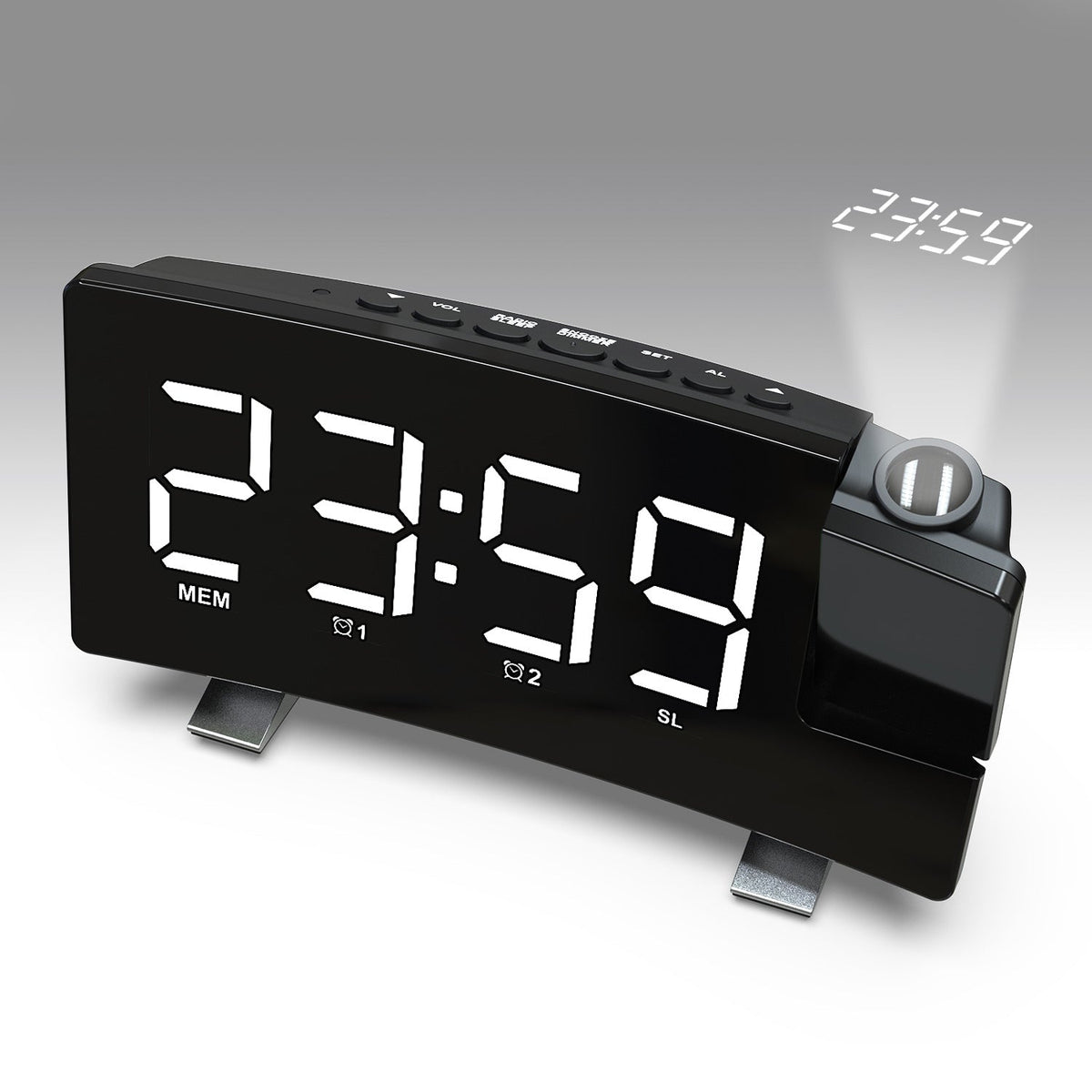 Projection Alarm Clock with Dual Alarms & USB Charge