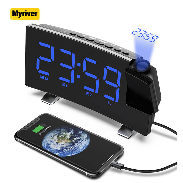 Projection Alarm Clock with Dual Alarms & USB Charge