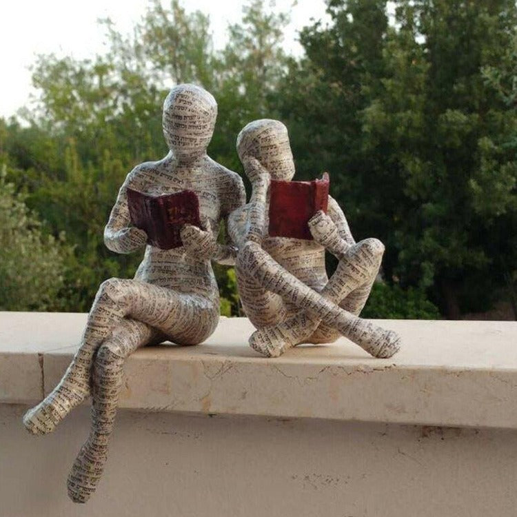 Reading Woman Figurine Literary Bookshelf Decor Accent