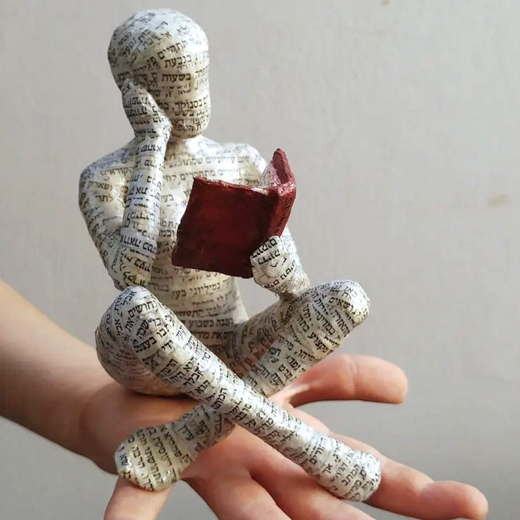 Reading Woman Figurine Literary Bookshelf Decor Accent