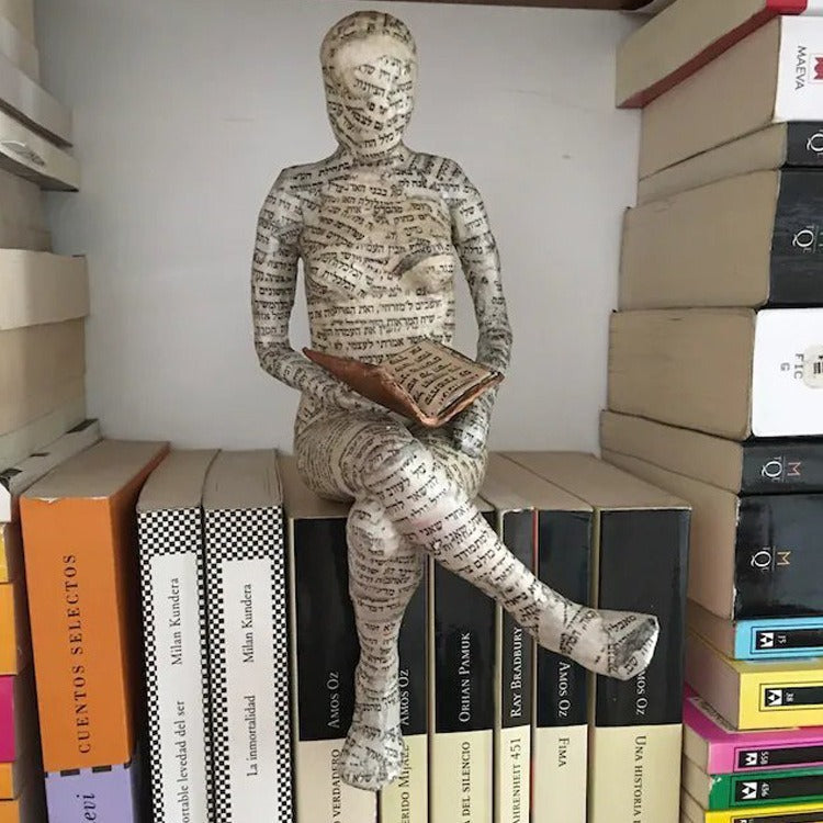 Reading Woman Figurine Literary Bookshelf Decor Accent