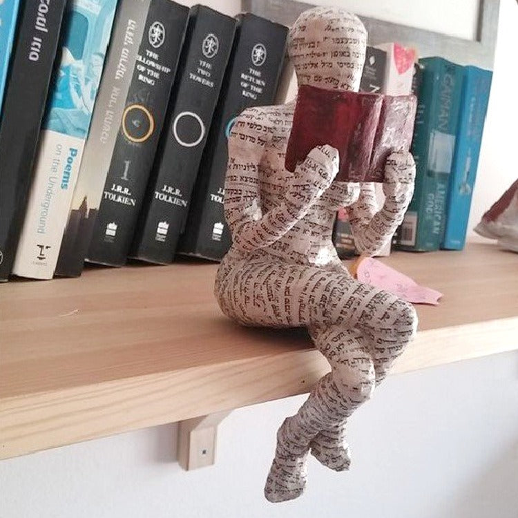Reading Woman Figurine Literary Bookshelf Decor Accent