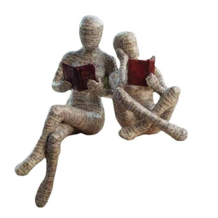 Reading Woman Figurine Literary Bookshelf Decor Accent