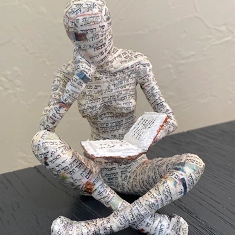 Reading Woman Figurine Literary Bookshelf Decor Accent