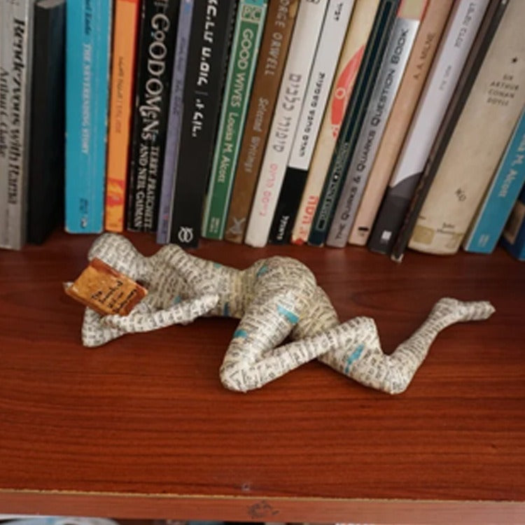 Reading Woman Figurine Literary Bookshelf Decor Accent