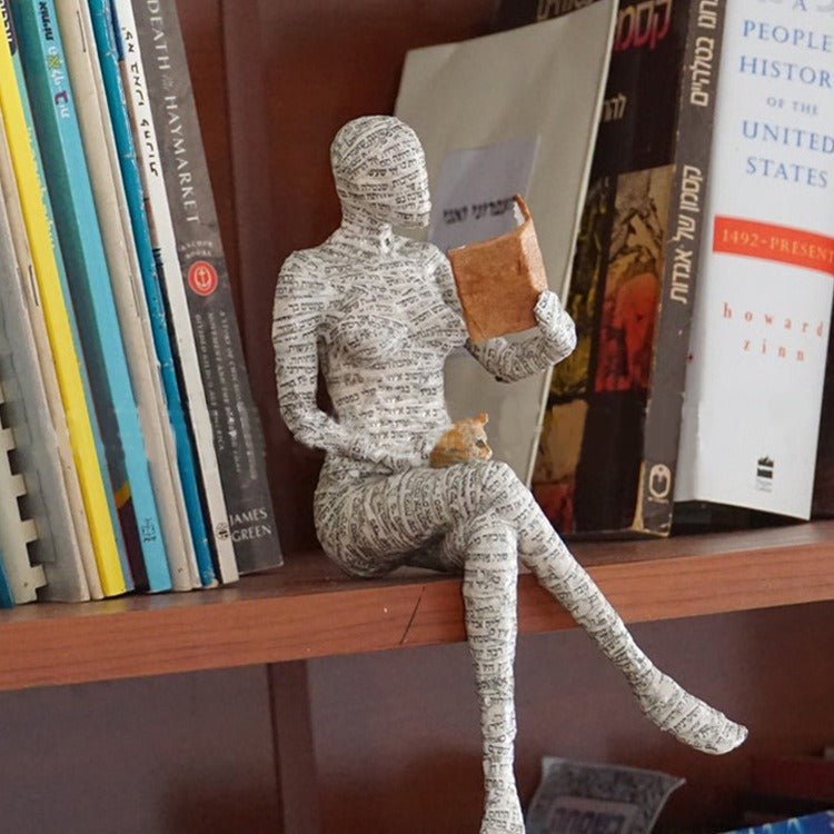 Reading Woman Figurine Literary Bookshelf Decor Accent